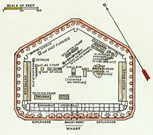 Confederate Collection: Layout of Fort Sumter at the outset of the Civil War
