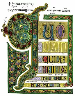 Middle Ages Gallery: Lindisfarne Gospels page