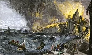 Fire Gallery: Lisbon destroyed by earthquake and tsunami, 1755