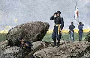 Union Army Collection: Little Round Top signal station, Battle of Gettysburg