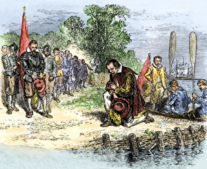 James River Gallery: Lord De La Warre welcomed in Jamestown, 1610