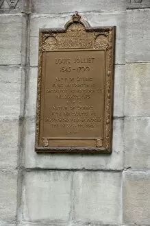 Old City Gallery: Louis Joliet memorial plaque in old Quebec