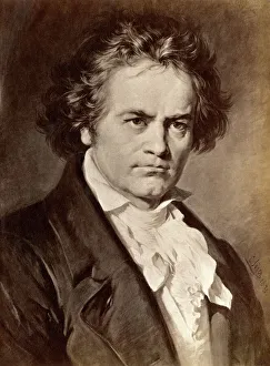 Germany Prints: Ludwig van Beethoven. Antique photograph of a painting