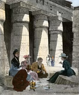 Lunch for visitors to an ancient Egyptian temple, 1800s
