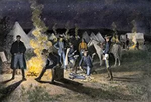 Camp Fire Gallery: Mail call in an army camp on the western frontier