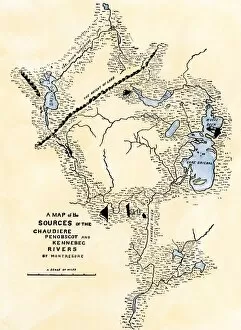 Route Gallery: Maine map used in Arnolds invasion of Quebec, 1775