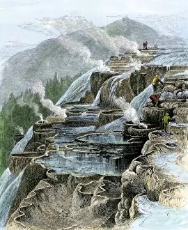 Tourist Gallery: Mammoth Hot Springs in Yellowstone Park, 1880s