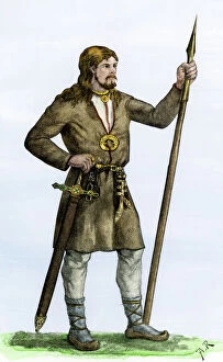 Sword Gallery: Man dressed in traditional Celt or Finnish attire