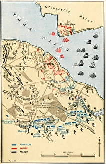 Map of the Battle of Yorktown where the British Army was defeated by