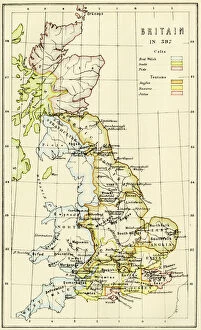 England Collection: Map of Britain in 597 AD