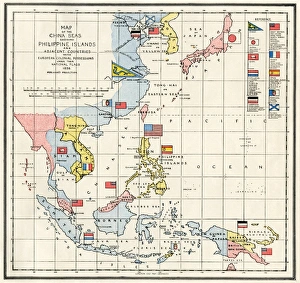 India And Asia Prints: Map of the China Seas, Philippines