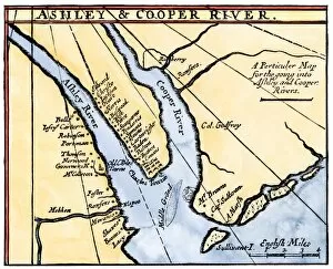English Colony Gallery: Map of colonial Charleston, South Carolina, 1600s