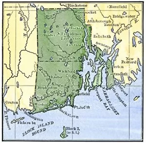 Rhode Island Gallery: Map of colonial Rhode Island, 1660s