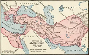 Egypt Prints: Map of the empire of Alexander the Great in 323 BC