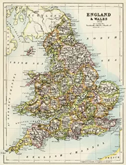 Europe Collection: Map of England, 1800s