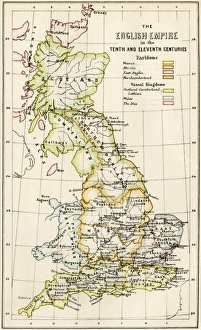 Map of English holdings in the 10th and 11th centuries