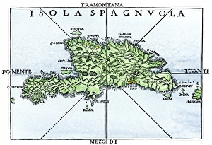 Latin America:Caribbean Prints: Map of Hispaniola in 1534
