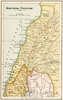 Mediterranean Sea Prints: Map of northern Palestine in ancient times