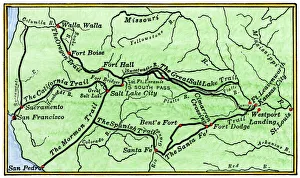 Map of the principal westward trails in the 1800s