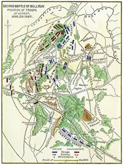 Images Dated 5th December 2011: Map of the Second Battle of Bull Run, 1862