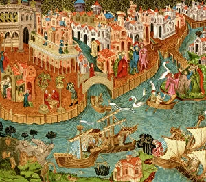 Ship Gallery: Marco Polo leaving Venice, 1300s