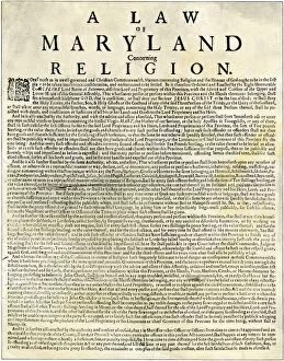 Maryland Collection: Marylands religious tolerance law, 1600s