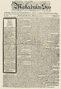 News Paper Prints: The Massachusetts Spy newspaper