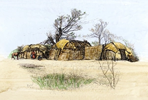 Nebraska Prints: Mat lodges of the Omaha tribe