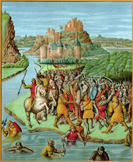 Lance Collection: Medieval battle scene