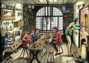 16th Century Gallery: Medieval goldsmith at work
