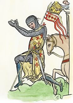 Historic Heritage Vintage Traditional Old Fashioned Gallery: Medieval knight bowing before his lord
