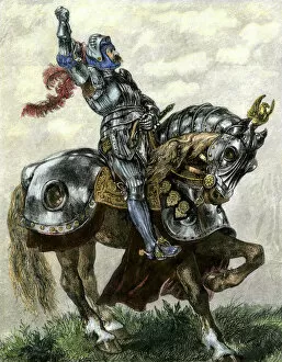 British history Collection: Medieval knight on horseback