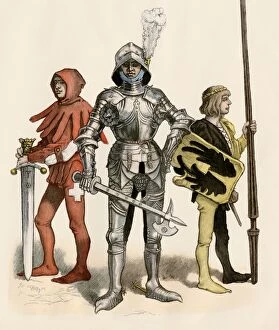 1400s Gallery: Medieval knight with his page and squire