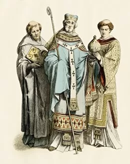Religion Collection: Medieval monk, archbishop and priest