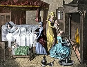 Servant Gallery: Medieval mother and her newborn infant