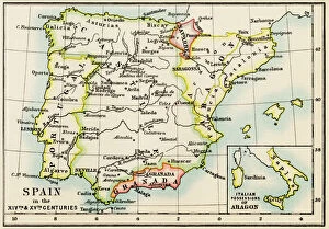 Images Dated 9th December 2011: Medieval Spain and Portugal map