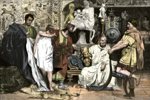 Wealth Prints: Merchants from Carthage selling slaves and wares in a Roman villa