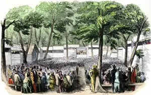 Meeting Gallery: Methodist camp meeting in Ohio, 1850s