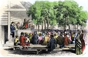Pastor Gallery: Methodist revival meeting on Cape Cod, 1850s