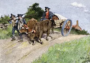 Minutemen bringing gunpowder to use in the Battle of Bunker Hill