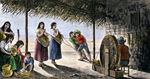 Indian Reservation Prints: Mission Indians making baskets and hair ropes in southern California