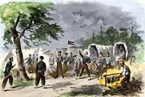 Encampment Gallery: Mississippi regiment throwing the bowie knife, Civil War