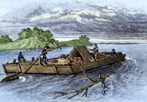 Raft Collection: Mississippi River flatboat
