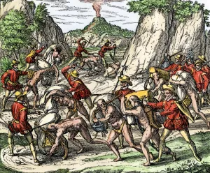 Latin America:Caribbean Prints: Mistreatment of natives used as slaves by the Spanish in Mexico
