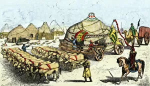 Tartar Gallery: Mongol nomads moving camp