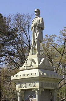 Michigan Prints: Monument to Civil War soldiers from Michigan who died in the Battle of Shiloh