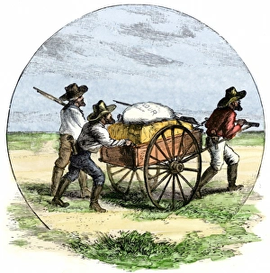 Latter Day Saints Gallery: Mormons with a hand-cart on the trail to Utah
