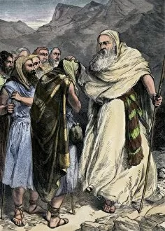 Hebrew Collection: Moses parting from his people, who will enter the Promised Land