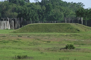 Pre Columbian Prints: Mound and part of village stockade at Aztalan