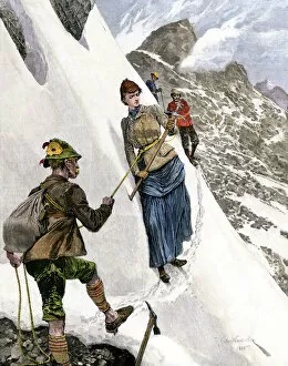 Danger Gallery: Mountain climbers in the Alps, 1880s